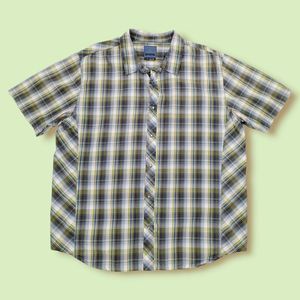 Prana Pearl Snap Button Shirt Mens XL Plaid‎ Blue Brown Top